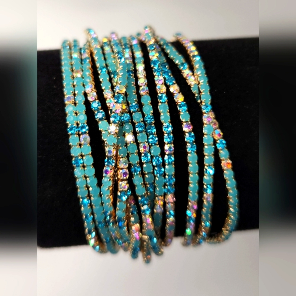 Beautiful turquoise AB beaded multi-strand bracelet